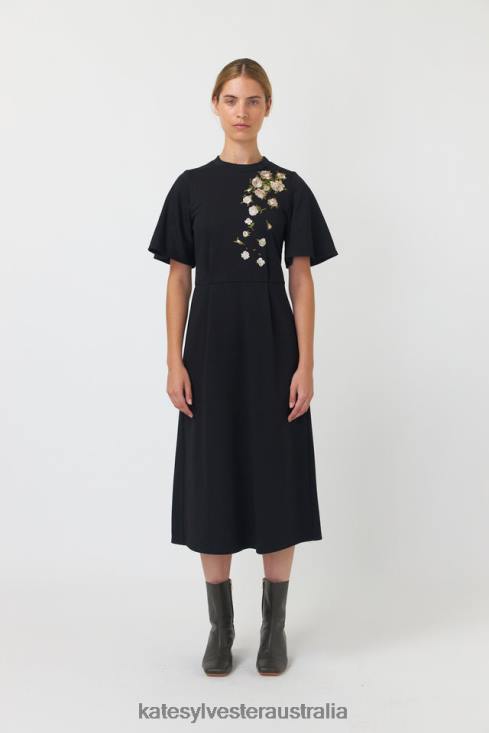 Falling roses dress Black Kate Sylvester Women Clothing 4T0D100