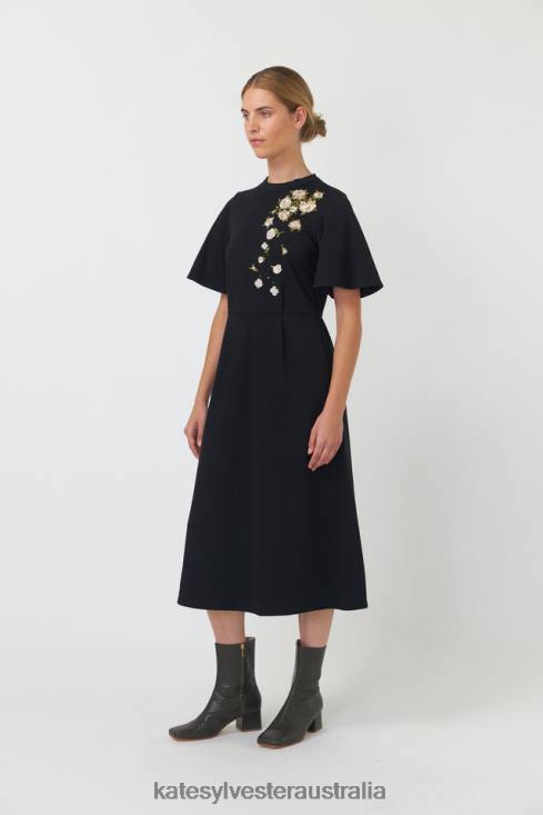 Falling roses dress Black Kate Sylvester Women Clothing 4T0D100