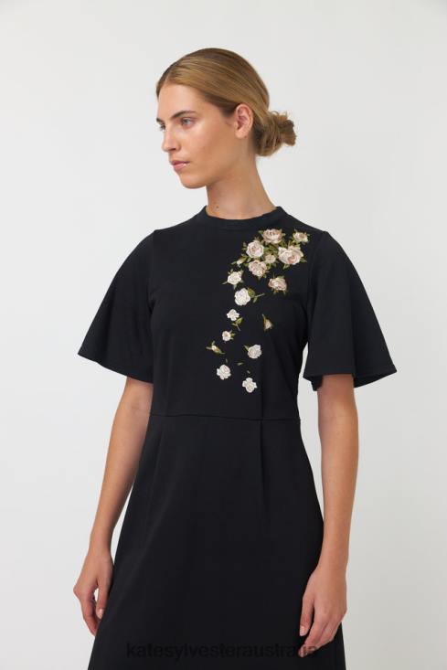 Falling roses dress Black Kate Sylvester Women Clothing 4T0D100