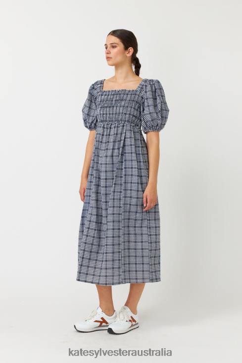 Gingham shirred dress Ink Kate Sylvester Women Clothing 4T0D139