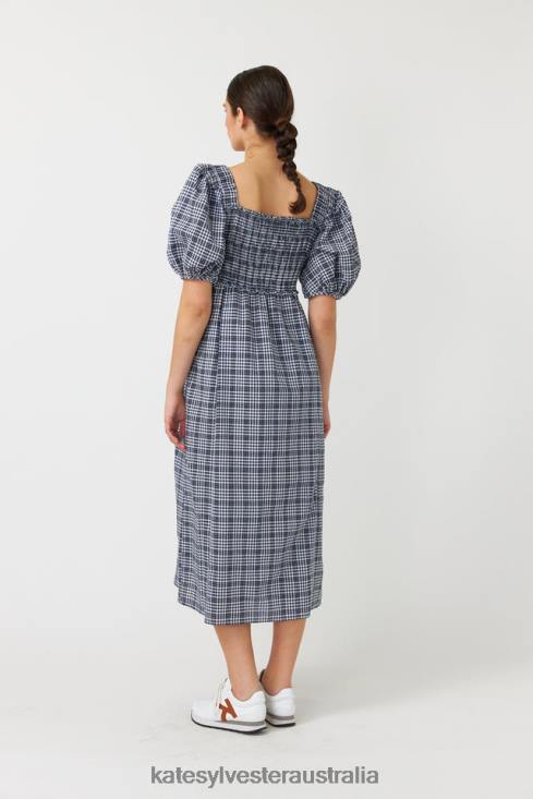 Gingham shirred dress Ink Kate Sylvester Women Clothing 4T0D139