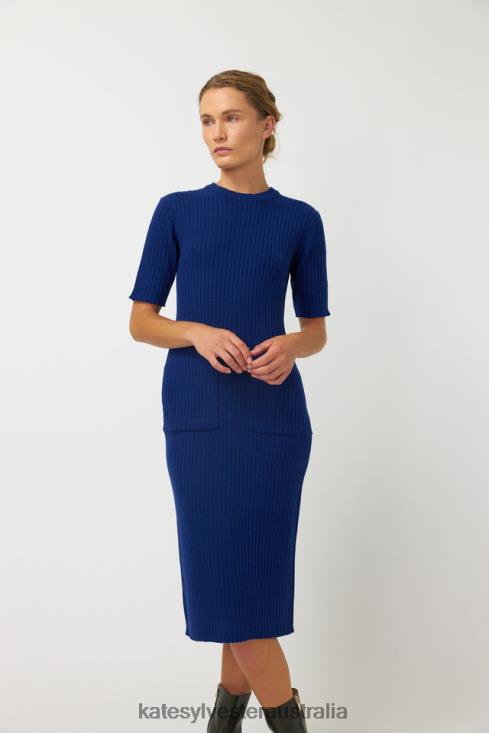 Ribbed Dress Ink Kate Sylvester Women Clothing 4T0D25