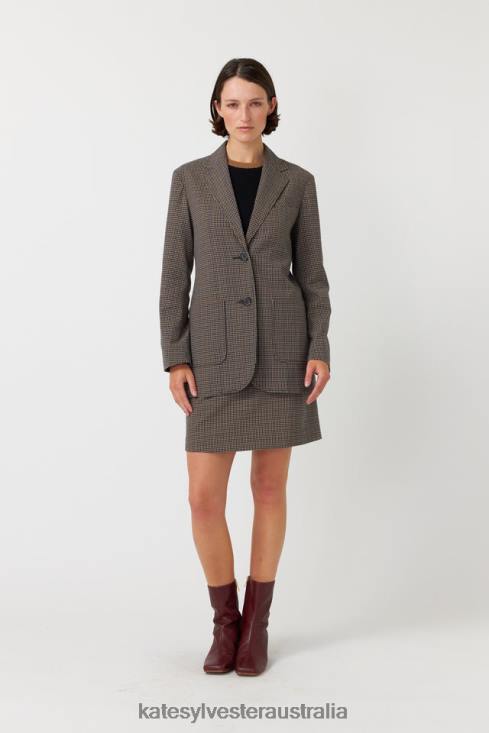 Checked blazer Mocha Kate Sylvester Women Clothing 4T0D271