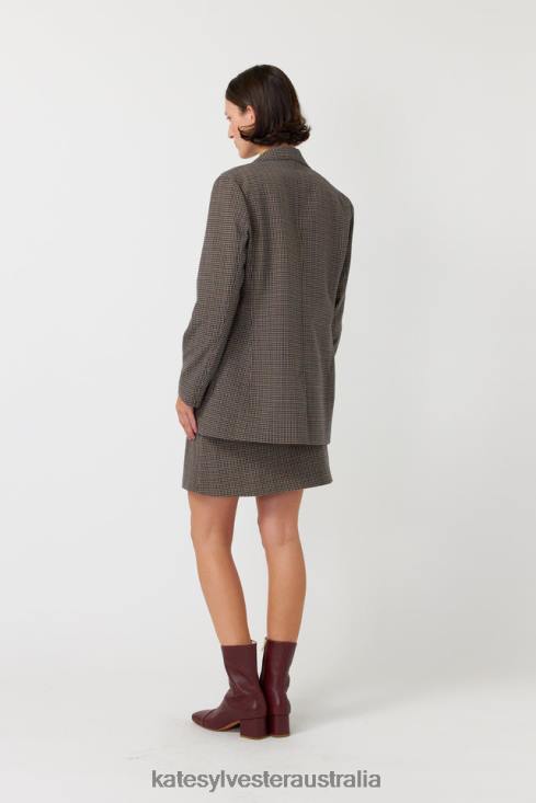 Checked blazer Mocha Kate Sylvester Women Clothing 4T0D271
