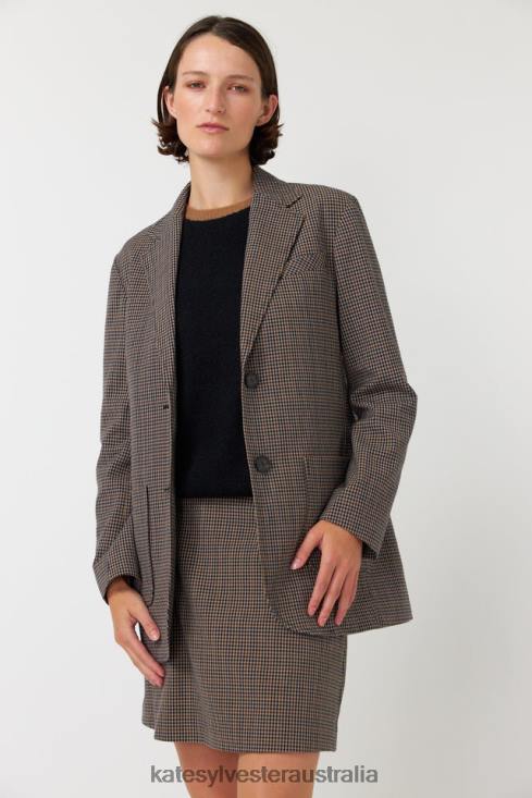 Checked blazer Mocha Kate Sylvester Women Clothing 4T0D271