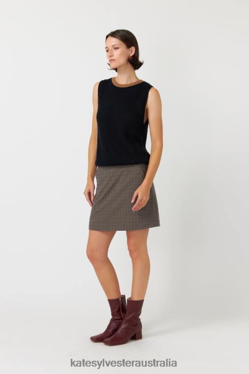 Checked mini skirt Mocha Kate Sylvester Women Clothing 4T0D292
