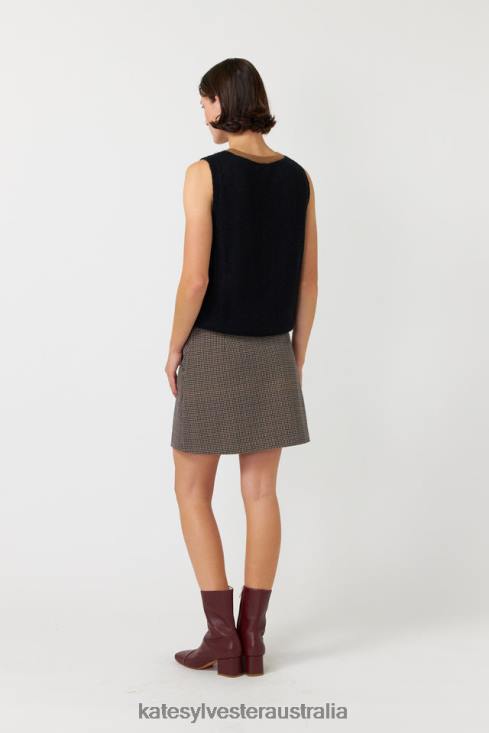 Checked mini skirt Mocha Kate Sylvester Women Clothing 4T0D292