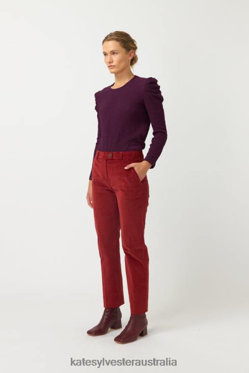 Crinkle Top Bordeaux Kate Sylvester Women Clothing 4T0D54