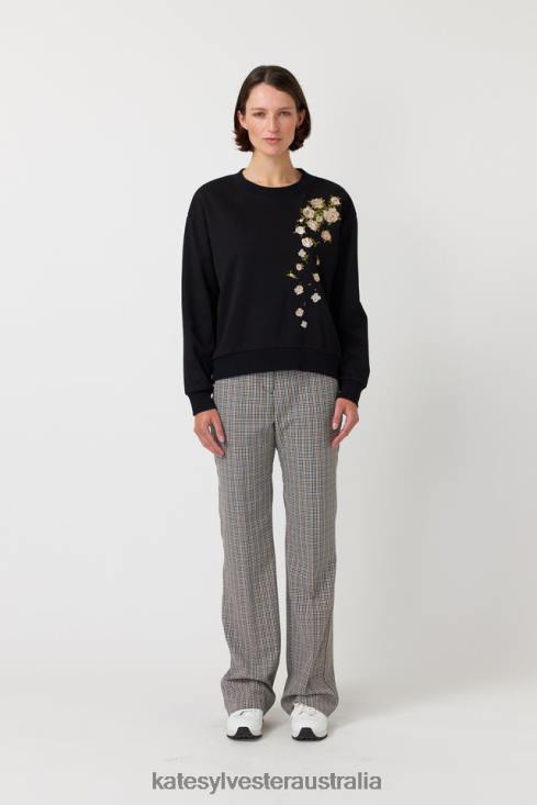 Falling roses sweatshirt Black Kate Sylvester Women Clothing 4T0D184