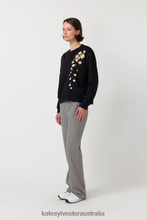 Falling roses sweatshirt Black Kate Sylvester Women Clothing 4T0D184