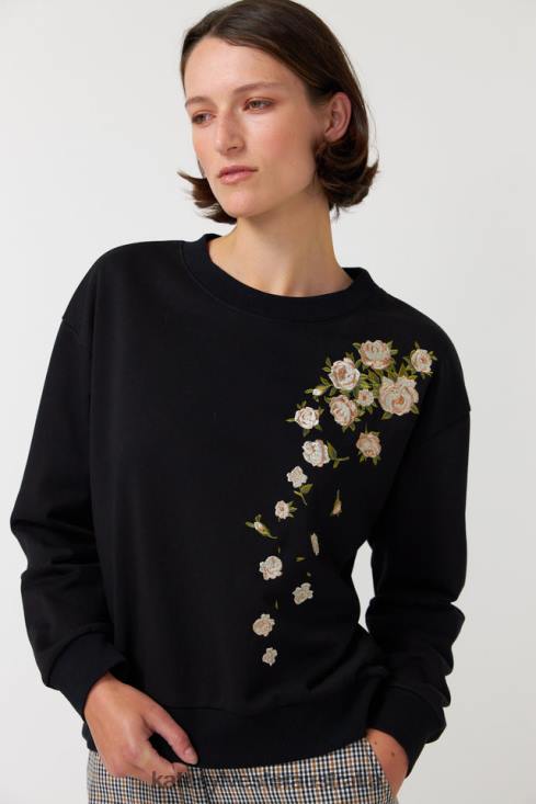 Falling roses sweatshirt Black Kate Sylvester Women Clothing 4T0D184