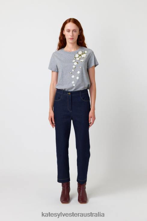 Falling roses t-shirt Grey marl Kate Sylvester Women Clothing 4T0D181