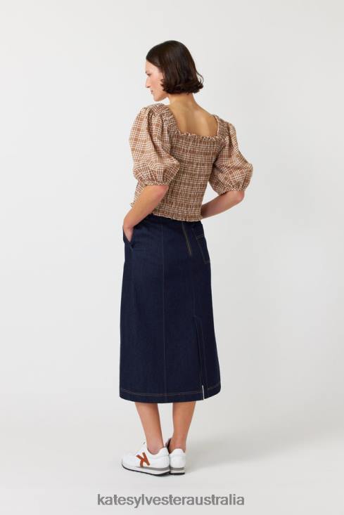 Gingham shirred top Caramel Kate Sylvester Women Clothing 4T0D228