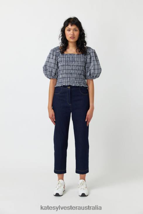 Gingham shirred top Ink Kate Sylvester Women Clothing 4T0D227