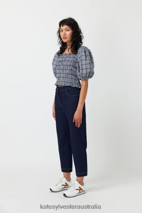 Gingham shirred top Ink Kate Sylvester Women Clothing 4T0D227