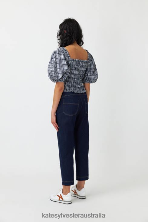 Gingham shirred top Ink Kate Sylvester Women Clothing 4T0D227