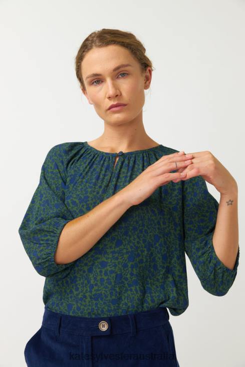 Rosa Smock Top Emerald Kate Sylvester Women Clothing 4T0D31