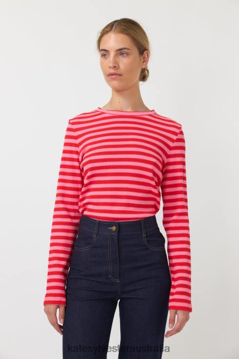 Stripey long sleeve top Pink stripe Kate Sylvester Women Clothing 4T0D234