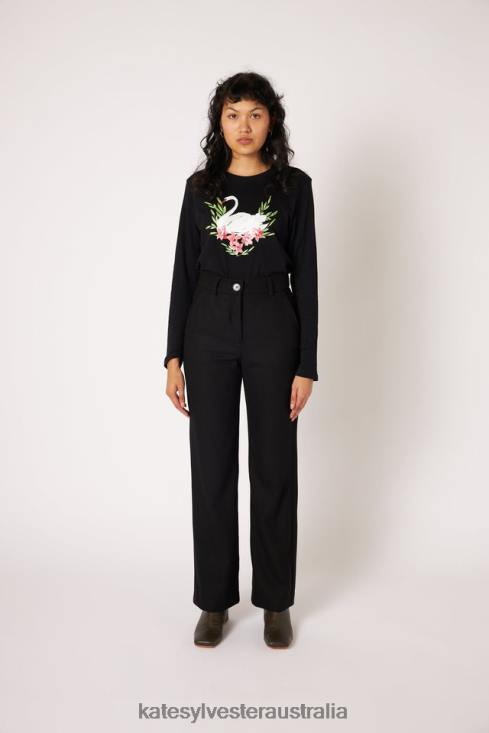 Swan Long Sleeve Black Kate Sylvester Women Clothing 4T0D7
