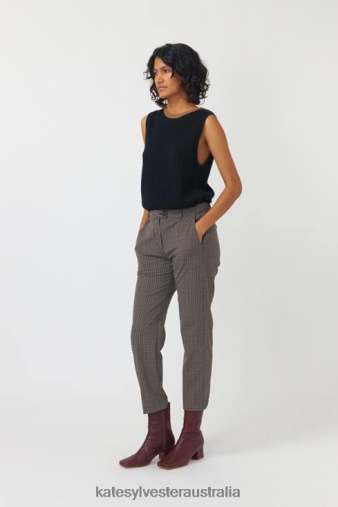 Checked cropped trouser Mocha Kate Sylvester Women Clothing 4T0D243