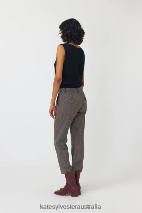 Checked cropped trouser Mocha Kate Sylvester Women Clothing 4T0D243